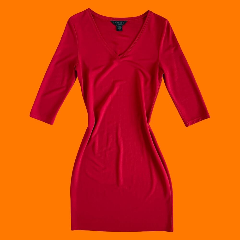 90's 00's vintage red minimalist y2k bodycon dress Size 7/8 express